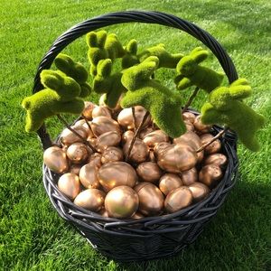 Golden Easter Egg & Bunny Basket